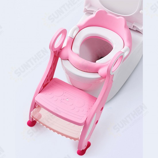 Foldable Kids Potty Trainer Child Baby Toilet Training Seat W/ Step Ladder Stool