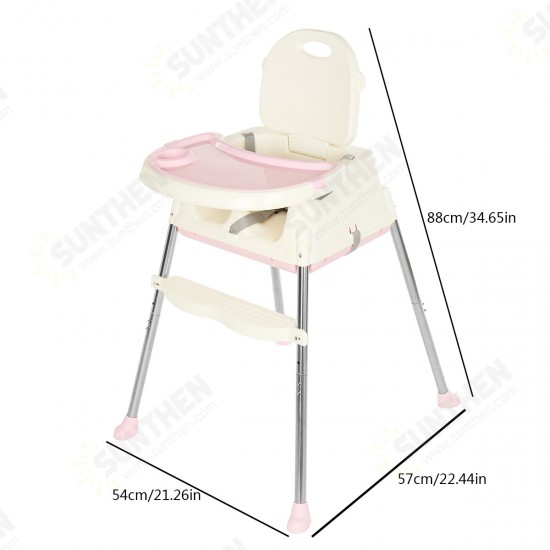 3 in 1 Adjustable Baby High Chair Table Convertible Play Seat Toddler Feeding with Tray Wheel