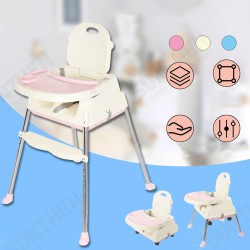 3 in 1 Adjustable Baby High Chair Table Convertible Play Seat Toddler Feeding with Tray Wheel 3 in 1 Adjustable Baby High Chair Table Convertible Play Seat Toddler Feeding with Tray Wheel