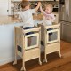 Toddler Standing Tower Kitchen Step Stool for Kids Foldable Learning Toddler Tower Wooden Child Kitchen Stool Helper with Keepers Non-Slip Mat and Write-on Wipe-Off Message Boards