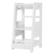 Toddler Tower Kids Kitchen Step Stool Child Standing Tower with 3 Adjustable Heights Platform and Safety Rail Wooden Child Kitchen Step Stool for Kitchen Counter and Bathroom Sink