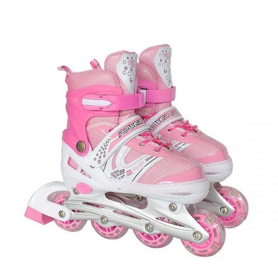 Children's Adjustable Skates Full Set Single Flash Ice Skate Shoes for Boys and Girls Inline Skates for Beginners