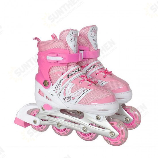 Children's Adjustable Skates Full Set Single Flash Ice Skate Shoes for Boys and Girls Inline Skates for Beginners