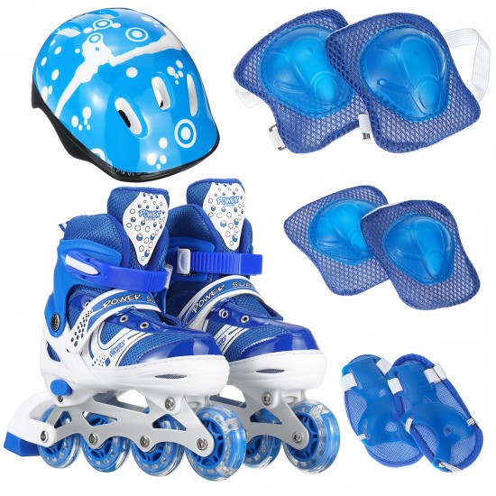 Children's Adjustable Skates Full Set Single Flash Ice Skate Shoes for Boys and Girls Inline Skates for Beginners