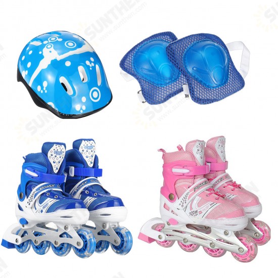 Children's Adjustable Skates Full Set Single Flash Ice Skate Shoes for Boys and Girls Inline Skates for Beginners