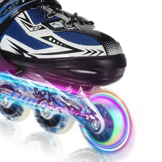 Light-up Inline Skates for Adults Kids, Beginner Roller Skates 4-Gear Adjustable Roller Blading Breathable Skate Shoes with Illuminating Wheels