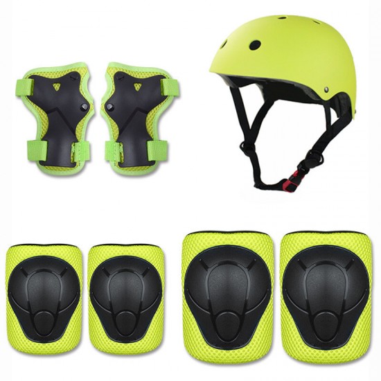 7Pcs/Set Kids Sport Protetive Kit Children Bicycle Helmet + Knee Wrist Guard + Elbow Pad Set For Roller Skating Mountain Road Bike Cycling
