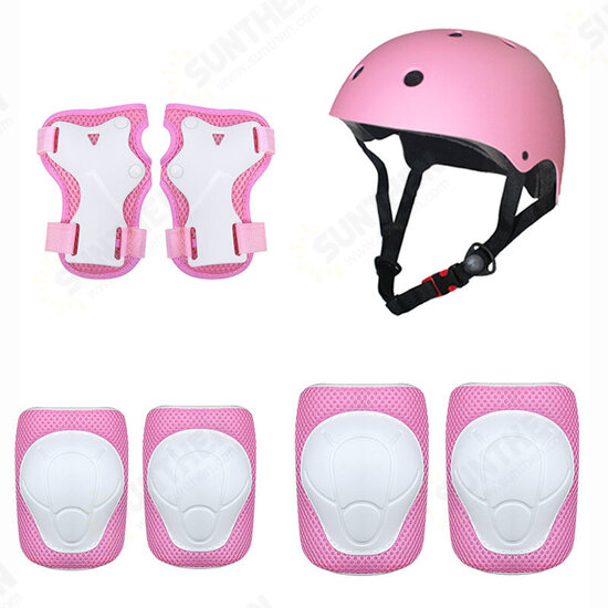 7Pcs/Set Kids Sport Protetive Kit Children Bicycle Helmet + Knee Wrist Guard + Elbow Pad Set For Roller Skating Mountain Road Bike Cycling