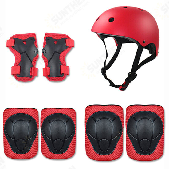 7Pcs/Set Kids Sport Protetive Kit Children Bicycle Helmet + Knee Wrist Guard + Elbow Pad Set For Roller Skating Mountain Road Bike Cycling