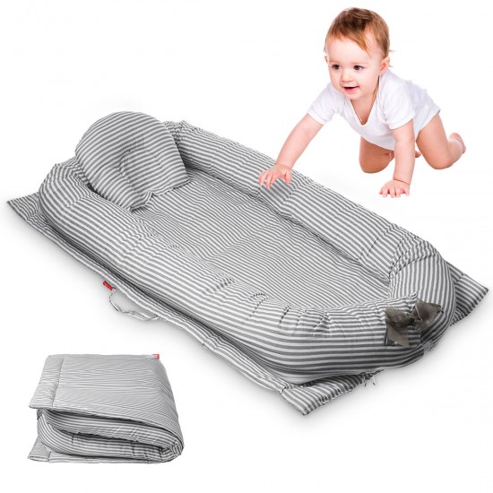 Folding Baby Bed Portable Kids Sleeping Basket Portable Infant Sleeper with Bumper Travel
