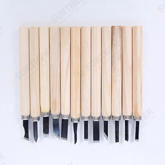 6/10/12PCS Craft Woodworking Carving Knife Set Non-Professional Wood Carving Knife Carving Wood Handle Set