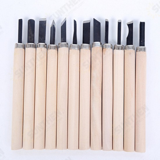 6/10/12PCS Craft Woodworking Carving Knife Set Non-Professional Wood Carving Knife Carving Wood Handle Set