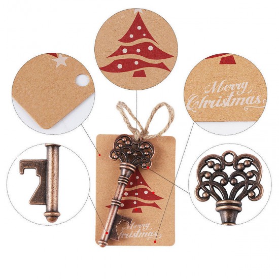 10Pcs Xmas Tree Ornaments Santa Magic Key Blank Tag Christmas Party Hanging Decorations