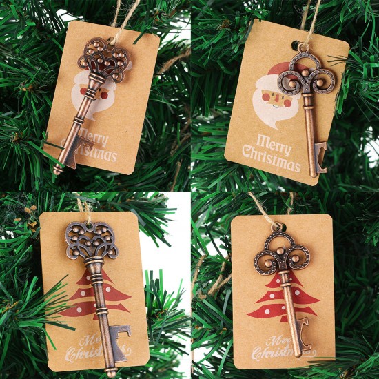 10Pcs Xmas Tree Ornaments Santa Magic Key Blank Tag Christmas Party Hanging Decorations