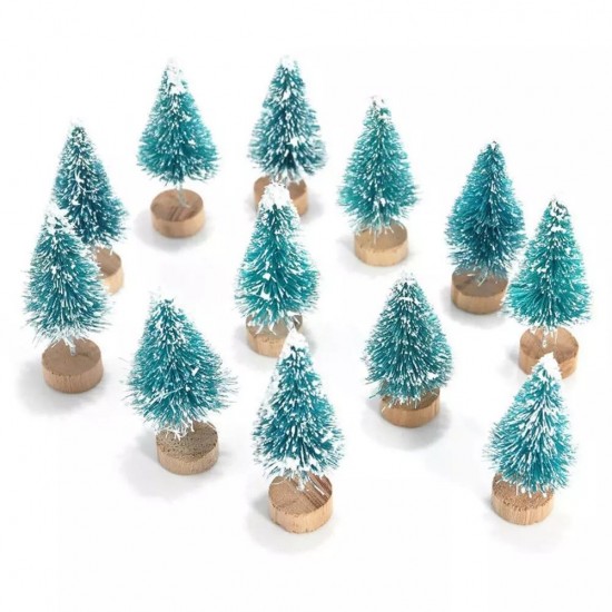 12 Pcs Mini Christmas Tree Sisal Silk Cedar Decor Small Christmas Tree Gold Silver Blue Green White Mini Christmas Tree