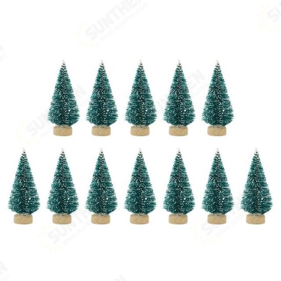 12 Pcs Mini Christmas Tree Sisal Silk Cedar Decor Small Christmas Tree Gold Silver Blue Green White Mini Christmas Tree