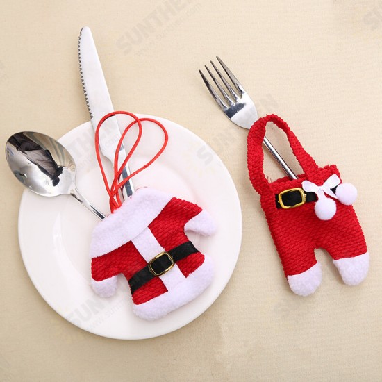 1set Creative Christmas Small Clothes Pants Tableware Sets Kitchen Restaurant Hotel Layout Knife Fork Spoon Set Xmas Decorations