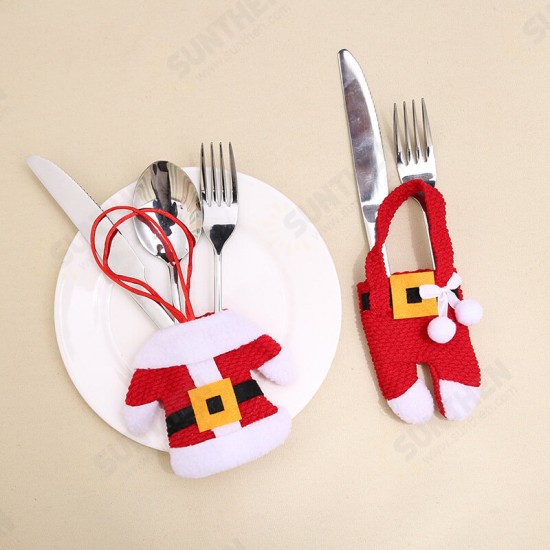 1set Creative Christmas Small Clothes Pants Tableware Sets Kitchen Restaurant Hotel Layout Knife Fork Spoon Set Xmas Decorations