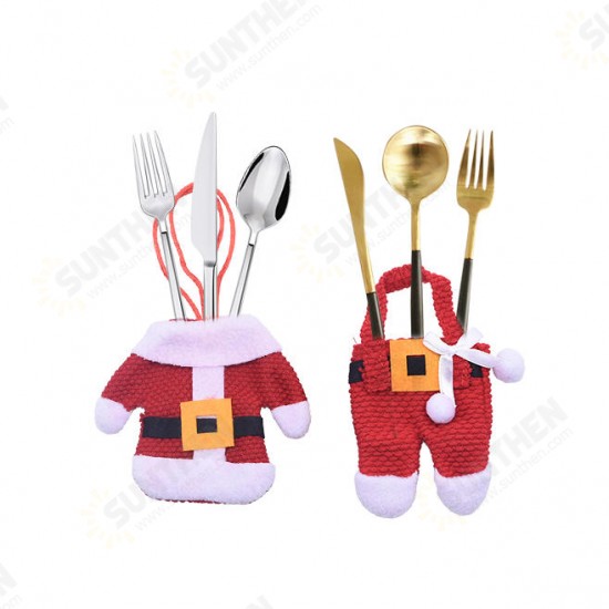 1set Creative Christmas Small Clothes Pants Tableware Sets Kitchen Restaurant Hotel Layout Knife Fork Spoon Set Xmas Decorations