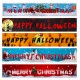 200*36cm Christmas Banner Decoration Polyester Cloth Christmas Halloween Ornaments for Outside Happy New Year