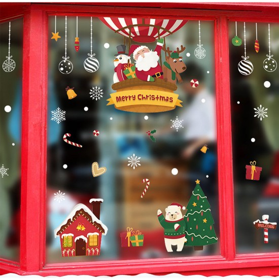 2020 Christmas Decoration Sticker Glass windows Decals Merry Christmas Home Decoration Wall Stickers Kids Room New Year Wallpaper