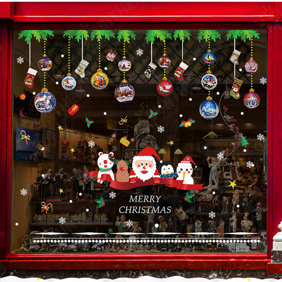 2020 Christmas Decoration Sticker Glass windows Decals Merry Christmas Home Decoration Wall Stickers Kids Room New Year Wallpaper