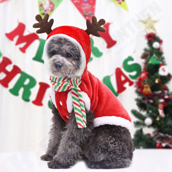 2020 Christmas Pet Clothes for Dogs Cats Costume Santa Claus Puppy Cat Clothes Winter Warm Dog Jacket Coats for Pet Hoodies Clothing