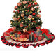 2020 Christmas Tree Skirts Red Cake Plaid Lace Carpet Round Linen Apron New Year Blanket Home Parties Decoration