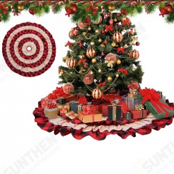 2020 Christmas Tree Skirts Red Cake Plaid Lace Carpet Round Linen Apron New Year Blanket Home Parties Decoration 2020 Christmas Tree Skirts Red Cake Plaid Lace Carpet Round Linen Apron New Year Blanket Home Parties Decoration