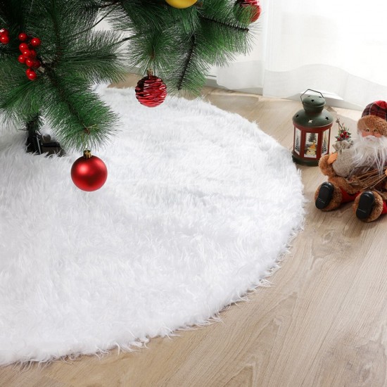 2020 Christmas Tree Skirts White Faux Fur Xmas Tree Decoration Merry Christmas Supplies for New Year Home Outdoor Decor Xmas-Tree decor