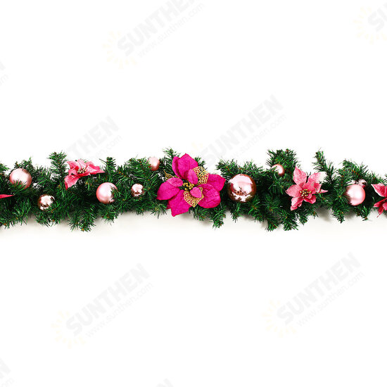 2.7M Christmas Garland Party Atificial Rattan Bow Home Wall Ornament Decorations