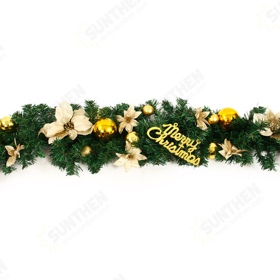 2.7M Christmas Garland Party Atificial Rattan Bow Home Wall Ornament Decorations