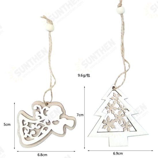 2Pcs Natural Wood Christmas Tree Pendants Hanging Ornaments Crafts Gifts Xmas New Year Party Decor Home Decoration