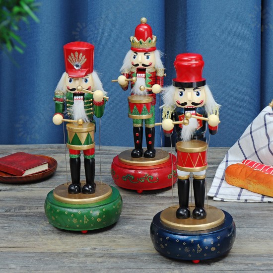 32CM Wooden Guard Nutcracker Soldier Toy Music Box Christmas Decorations Xmas Gift