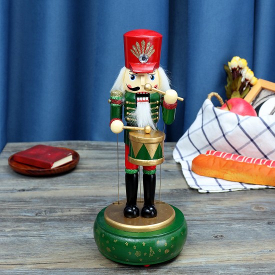 32CM Wooden Guard Nutcracker Soldier Toy Music Box Christmas Decorations Xmas Gift