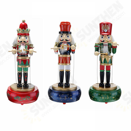 32CM Wooden Guard Nutcracker Soldier Toy Music Box Christmas Decorations Xmas Gift