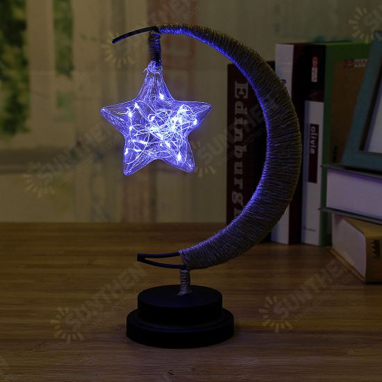 3D Battery Star Night Light Glass LED Home Party Wishing Lamp for Christmas