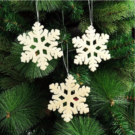 3Pcs Christmas Snowflake Hanging Pendant Christmas Tree Xmas Party Decoration Ornaments