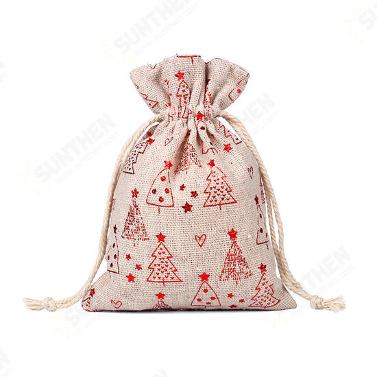 50Pcs Mini Cotton Burlap Linen Christmas Cotton Drawstring Bag Jewelry Gift Storage Bags