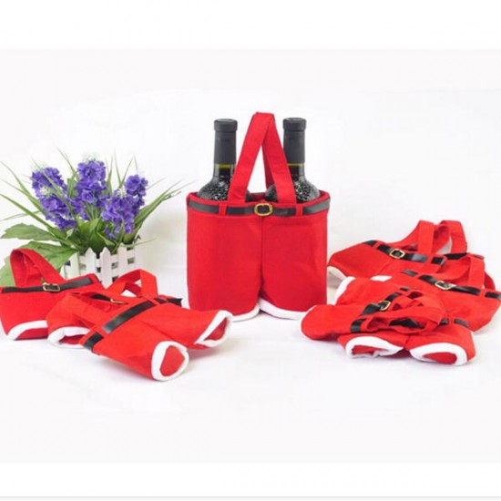 5/10 Christmas Santa Pants Candy Gift Bag Sweet Sack Holder Stocking Filler