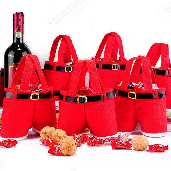 5/10 Christmas Santa Pants Candy Gift Bag Sweet Sack Holder Stocking Filler