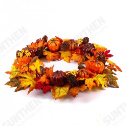 60cm Christmas Maple Leaves Pumpkin Berry Wreath Garland Door Hanging Craft Decorations 60cm Christmas Maple Leaves Pumpkin Berry Wreath Garland Door Hanging Craft Decorations