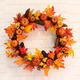 60cm Christmas Maple Leaves Pumpkin Berry Wreath Garland Door Hanging Craft Decorations