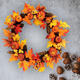 60cm Christmas Maple Leaves Pumpkin Berry Wreath Garland Door Hanging Craft Decorations