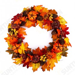 60cm Christmas Maple Leaves Pumpkin Berry Wreath Garland Door Hanging Craft Decorations 60cm Christmas Maple Leaves Pumpkin Berry Wreath Garland Door Hanging Craft Decorations