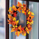 60cm Christmas Maple Leaves Pumpkin Berry Wreath Garland Door Hanging Craft Decorations