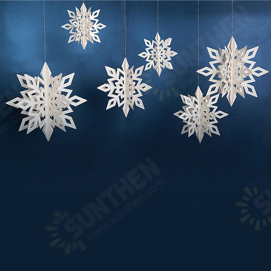 6pcs Christmas Party Hanging Decoration Baubles Xmas Snowflakes Home Bar Decor