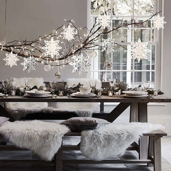 6pcs Christmas Party Hanging Decoration Baubles Xmas Snowflakes Home Bar Decor 6pcs Christmas Party Hanging Decoration Baubles Xmas Snowflakes Home Bar Decor
