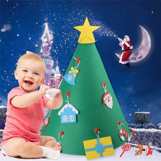 70cm*95cm 3D Felt Christmas Tree With Star Christmas Ornaments
