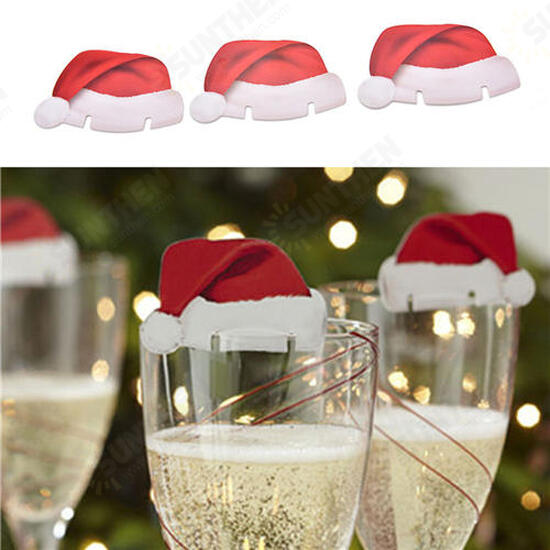 Christmas 10 pcs Table Place Cards Champagne Wine Glass Caps Christmas Holiday Party Decorations